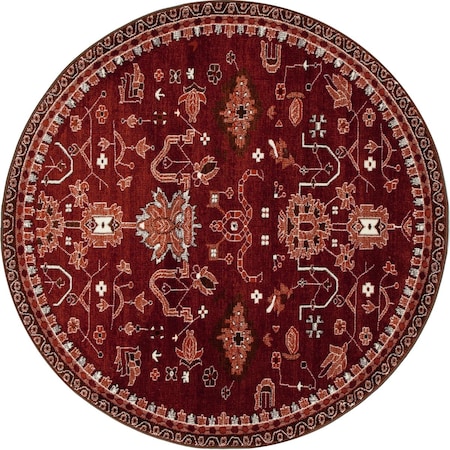 5 Ft. Arabella Collection Oasis Woven Round Area Rug, Red